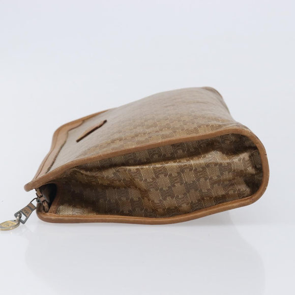 CELINE Macadam Clutch Bag PVC Beige Gold Auth ep15875