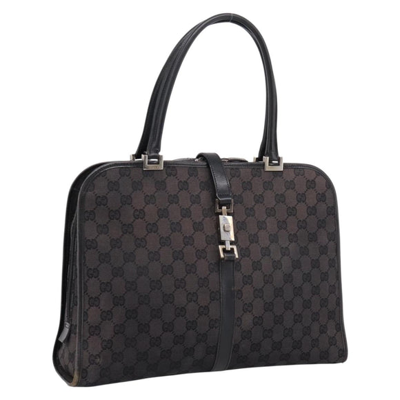 GUCCI GG Canvas Hand Bag Black Silver 002 1072 Auth ep15889