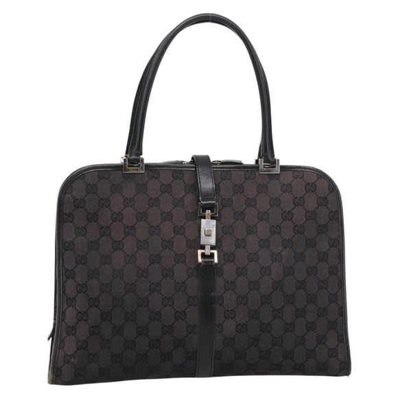GUCCI GG Canvas Hand Bag Black Silver 002 1072 Auth ep15889
