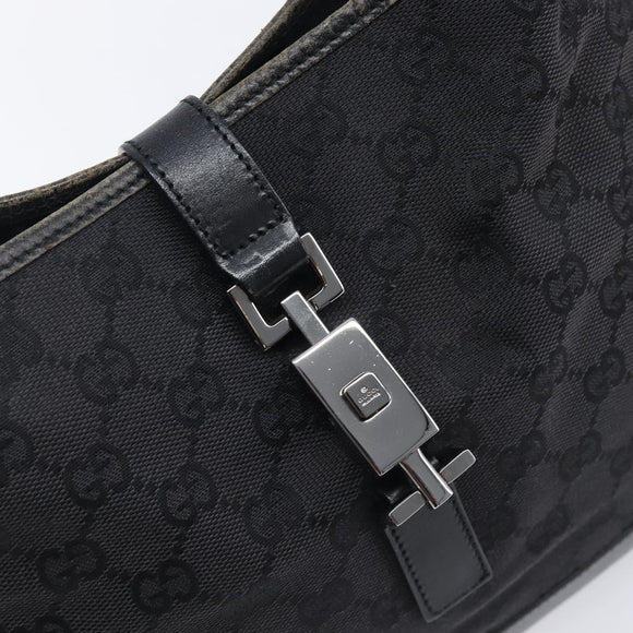 GUCCI GG Canvas Jackie Shoulder Bag Black Silver 001 3306 Auth ep15894