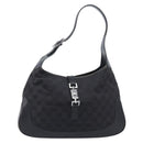 GUCCI GG Canvas Jackie Shoulder Bag Black Silver 001 3306 Auth ep15894-2