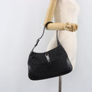 GUCCI GG Canvas Jackie Shoulder Bag Black Silver 001 3306 Auth ep15894-27