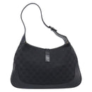 GUCCI GG Canvas Jackie Shoulder Bag Black Silver 001 3306 Auth ep15894-3