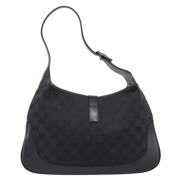 GUCCI GG Canvas Jackie Shoulder Bag Black Silver 001 3306 Auth ep15894