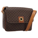 CELINE Macadam Canvas Shoulder Bag PVC Leather Brown Gold Auth ep15895-1