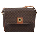 CELINE Macadam Canvas Shoulder Bag PVC Leather Brown Gold Auth ep15895-13