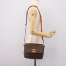 CELINE Macadam Canvas Shoulder Bag PVC Leather Brown Gold Auth ep15895-24