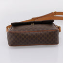 CELINE Macadam Canvas Shoulder Bag PVC Leather Brown Gold Auth ep15895-5