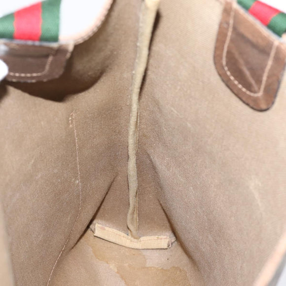GUCCI GG Supreme Web Sherry Line Tote Bag Beige Gold 39 02003 Auth ep15903