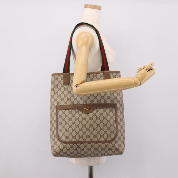 GUCCI GG Supreme Web Sherry Line Tote Bag Beige Gold 39 02003 Auth ep15903