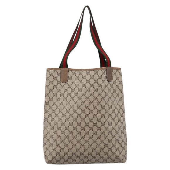 GUCCI GG Supreme Web Sherry Line Tote Bag Beige Gold 39 02003 Auth ep15903