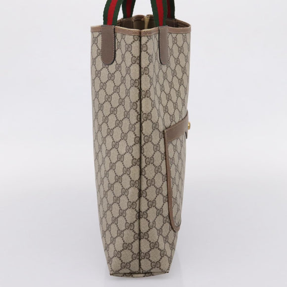 GUCCI GG Supreme Web Sherry Line Tote Bag Beige Gold 39 02003 Auth ep15903