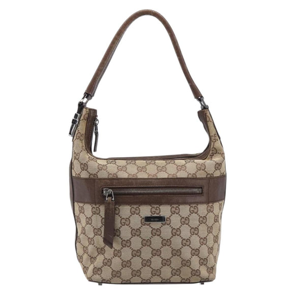 GUCCI GG Canvas Shoulder Bag Beige Silver 001 4299 Auth ep15906