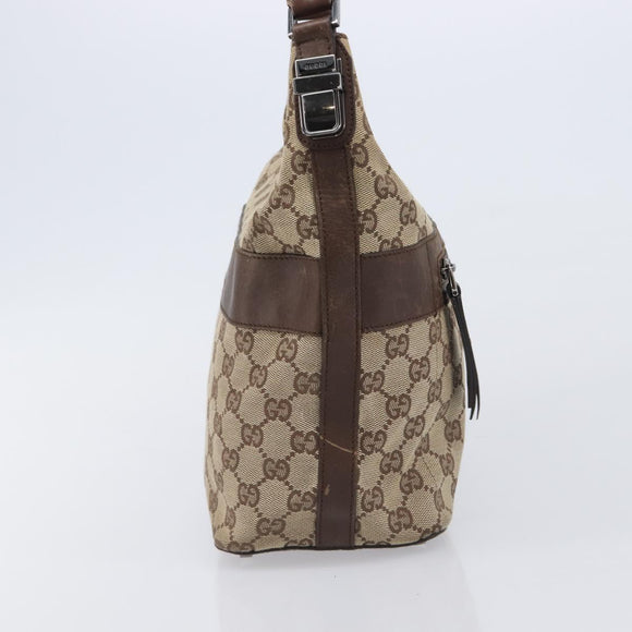 GUCCI GG Canvas Shoulder Bag Beige Silver 001 4299 Auth ep15906