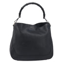 GUCCI Bamboo Hand Bag Leather Black Silver 001 4095 Auth ep15912-2
