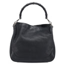 GUCCI Bamboo Hand Bag Leather Black Silver 001 4095 Auth ep15912-3