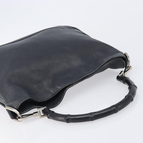 GUCCI Bamboo Hand Bag Leather Black Silver 001 4095 Auth ep15912