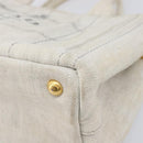 PRADA Canapa PM Hand Bag Canvas Gray Gold Auth ep15913-15