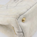 PRADA Canapa PM Hand Bag Canvas Gray Gold Auth ep15913-16
