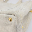 PRADA Canapa PM Hand Bag Canvas Gray Gold Auth ep15913-17