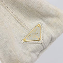 PRADA Canapa PM Hand Bag Canvas Gray Gold Auth ep15913-19