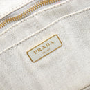 PRADA Canapa PM Hand Bag Canvas Gray Gold Auth ep15913-21