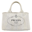 PRADA Canapa PM Hand Bag Canvas Gray Gold Auth ep15913-13