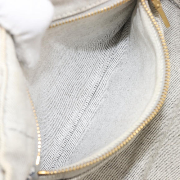 PRADA Canapa PM Hand Bag Canvas Gray Gold Auth ep15913
