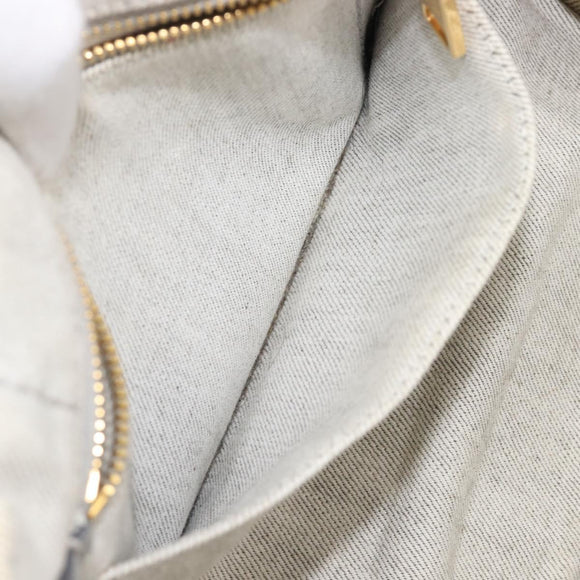 PRADA Canapa PM Hand Bag Canvas Gray Gold Auth ep15913