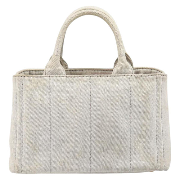 PRADA Canapa PM Hand Bag Canvas Gray Gold Auth ep15913