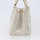 PRADA Canapa PM Hand Bag Canvas Gray Gold Auth ep15913-4