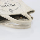 PRADA Canapa PM Hand Bag Canvas Gray Gold Auth ep15913-7