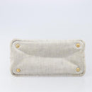 PRADA Canapa PM Hand Bag Canvas Gray Gold Auth ep15913-5