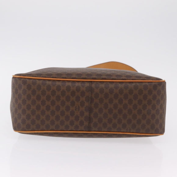 CELINE Macadam Canvas Shoulder Bag PVC Leather Brown Gold Auth ep15915