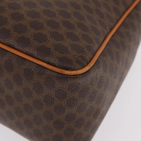 CELINE Macadam Canvas Shoulder Bag PVC Leather Brown Gold Auth ep15915