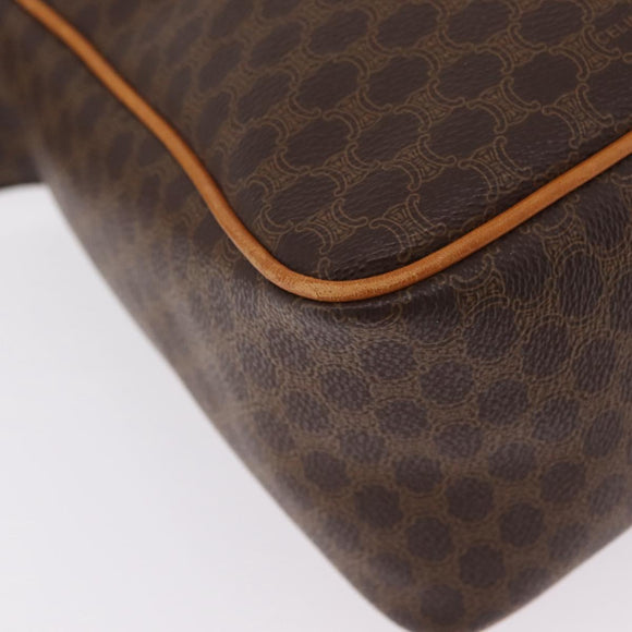 CELINE Macadam Canvas Shoulder Bag PVC Leather Brown Gold Auth ep15915
