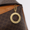 CELINE Macadam Canvas Shoulder Bag PVC Leather Brown Gold Auth ep15915-19