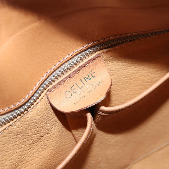 CELINE Macadam Canvas Shoulder Bag PVC Leather Brown Gold Auth ep15915