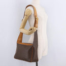 CELINE Macadam Canvas Shoulder Bag PVC Leather Brown Gold Auth ep15915-26