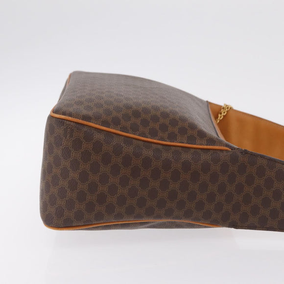 CELINE Macadam Canvas Shoulder Bag PVC Leather Brown Gold Auth ep15915
