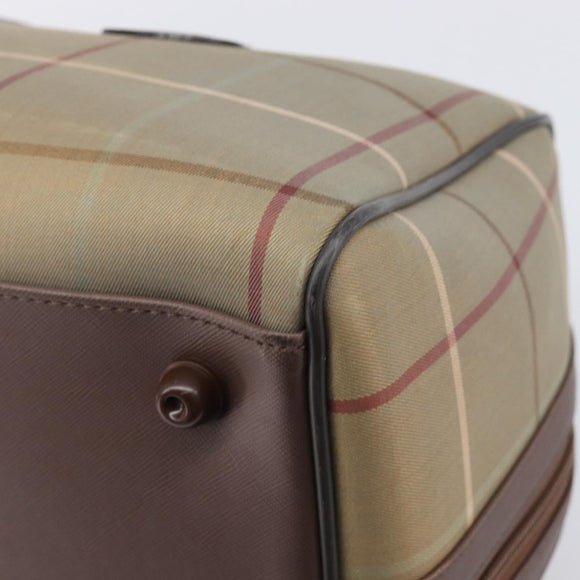 Burberrys Nova Check Boston Bag Canvas Beige Gold Auth ep15916