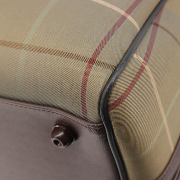 Burberrys Nova Check Boston Bag Canvas Beige Gold Auth ep15916