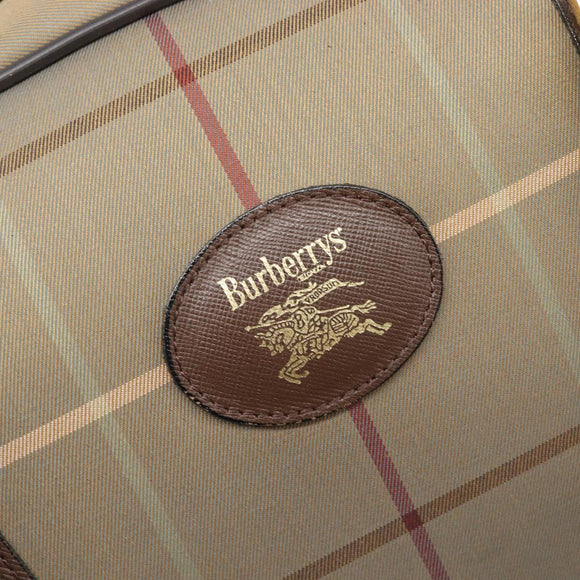 Burberrys Nova Check Boston Bag Canvas Beige Gold Auth ep15916