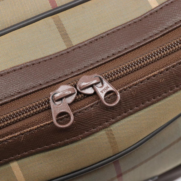 Burberrys Nova Check Boston Bag Canvas Beige Gold Auth ep15916