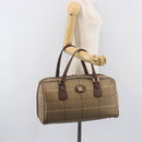 Burberrys Nova Check Boston Bag Canvas Beige Gold Auth ep15916-24