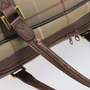 Burberrys Nova Check Boston Bag Canvas Beige Gold Auth ep15916-9