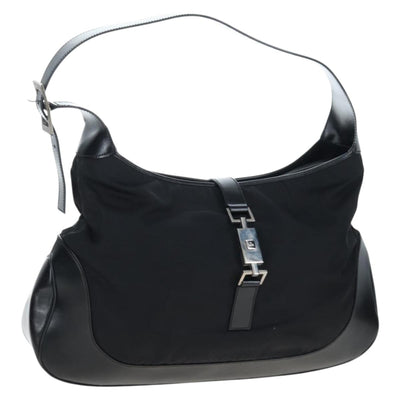 GUCCI Jackie Shoulder Bag Nylon Black Silver 019 0337 Auth ep15917A