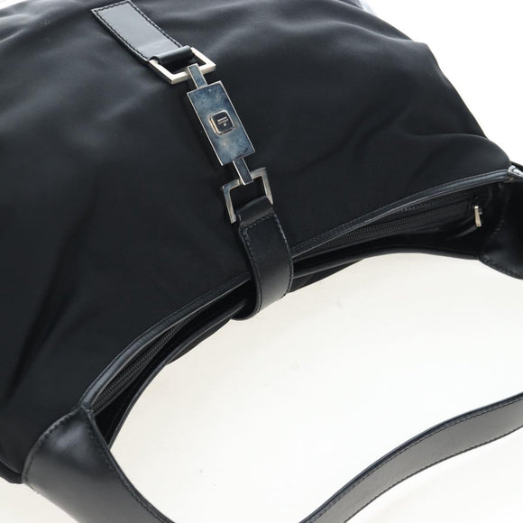 GUCCI Jackie Shoulder Bag Nylon Black Silver 019 0337 Auth ep15917A