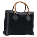 GUCCI Bamboo Hand Bag Suede Black Gold Tone 002 2853 0260 0 Auth ep15934-1