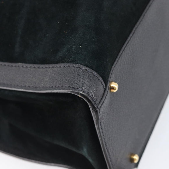 GUCCI Bamboo Hand Bag Suede Black Gold Tone 002 2853 0260 0 Auth ep15934